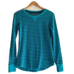 Made For Life Aqua‎ And Blue Stripped Pullover Long Sleeve Top Size Small
